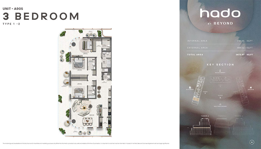Hado Dubai Islands 3 Bedroom Apartment Floor Plan Hado Dubai Islands 3 Bedroom Apartment Floor Plan