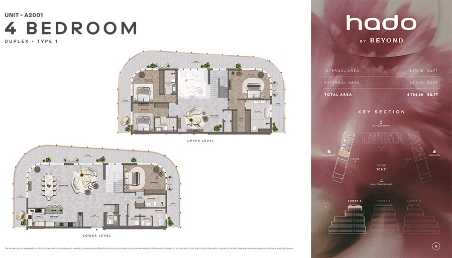 Hado Dubai Islands 4 Bedroom Duplex Floor Plan Hado Dubai Islands 4 Bedroom Duplex Floor Plan